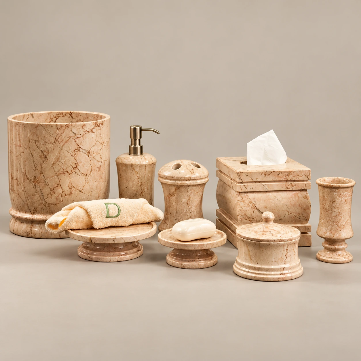 Cameo Marble Bath Accessories Set